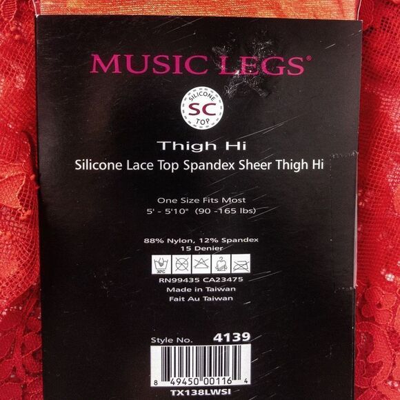 Lacey Red Sweetheart Chemise & Sheer Thigh Highs Sz L - Picture 9 of 14